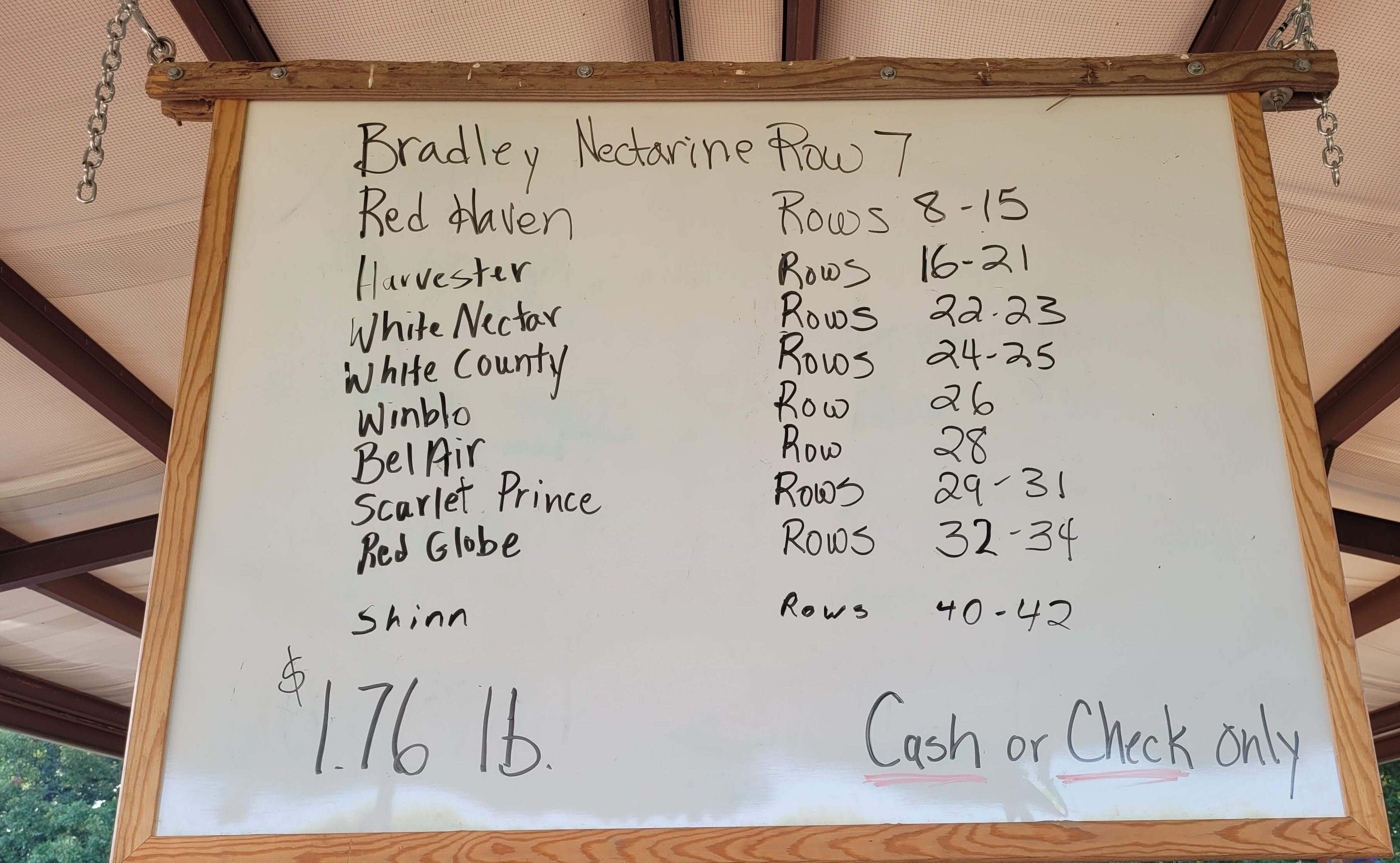 Peach varieties available for picking at Peach Pickin' Paradise